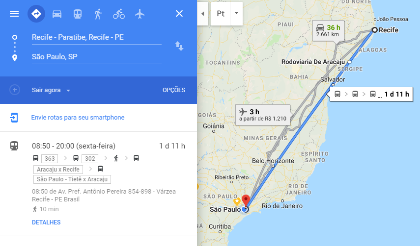 Distância Entre São Paulo E Recife