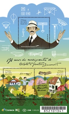O lançamento da Emissão Postal Comemorativa dos 150 anos do nascimento de Alberto Santos Dumont, o Pai da Aviação aconteceu no dia 20