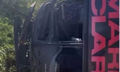 A cantora estava dentro de um ônibus que tombou. Equipe da artista também estava no veículo